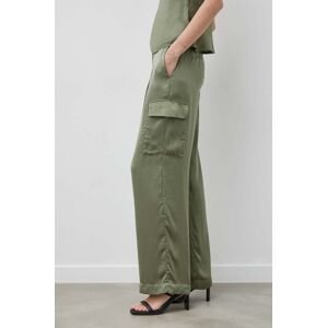 Nohavice BA&SH CARY dámske, zelená farba, rovné, vysoký pás, 1E24CARY