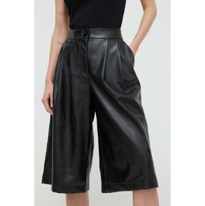Nohavice Armani Exchange dámske, čierna farba, široké, vysoký pás