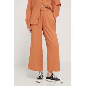 Bavlnené nohavice Billabong Follow Me oranžová farba, široké, vysoký pás, ABJNP00420