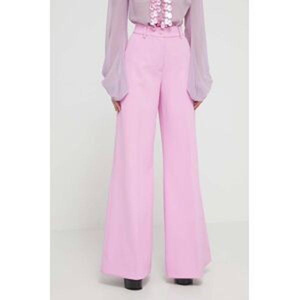 Nohavice Blugirl Blumarine dámske, ružová farba, široké, vysoký pás