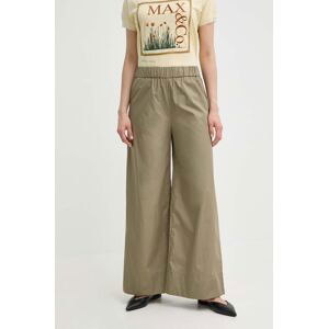 Bavlnené nohavice MAX&Co. zelená farba,rovné,vysoký pás,2416131084200