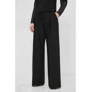 Nohavice Karl Lagerfeld dámske, čierna farba, široké, vysoký pás