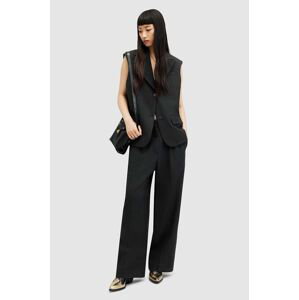 Nohavice AllSaints SAMMEY TROUSER dámske, čierna farba, široké, stredne vysoký pás, WT524Z