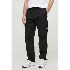 Nohavice Calvin Klein Jeans pánske, čierna farba, strih cargo