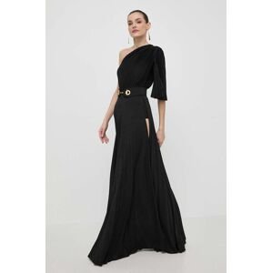 Šaty Elisabetta Franchi čierna farba, maxi, áčkový strih