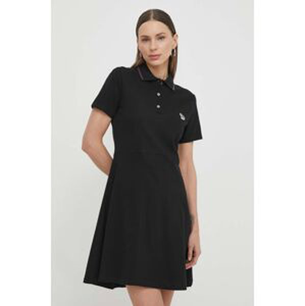 Bavlnené šaty PS Paul Smith čierna farba, mini, áčkový strih