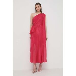 Hodvábne šaty Luisa Spagnoli PANNELLO ružová farba, maxi, áčkový strih, 540965