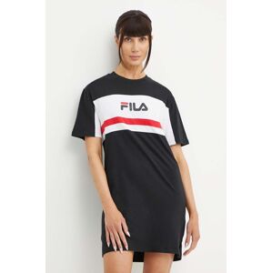 Bavlnené šaty Fila Lishui čierna farba, mini, oversize, FAW0776