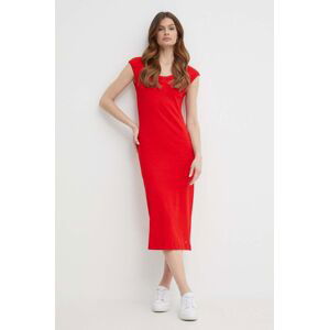 Šaty Tommy Hilfiger červená farba,midi,priliehavá,WW0WW41273