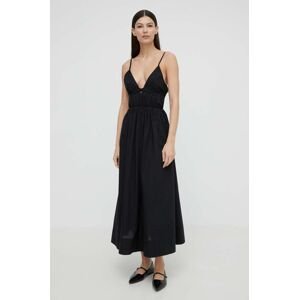 Bavlnené šaty Herskind Miranda čierna farba, maxi, áčkový strih, 5192118