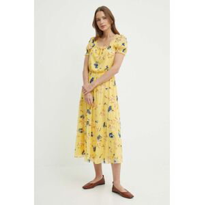 Šaty Lauren Ralph Lauren žltá farba, midi, áčkový strih, 250933504