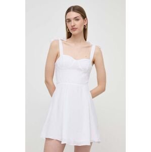 Šaty Armani Exchange biela farba, mini, áčkový strih