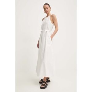 Bavlnené šaty Weekend Max Mara biela farba, maxi, áčkový strih, 2415221202600