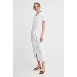 Šaty Polo Ralph Lauren biela farba,maxi,áčkový strih,211935605