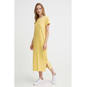 Bavlnené šaty Polo Ralph Lauren žltá farba,midi,rovný strih,211935607