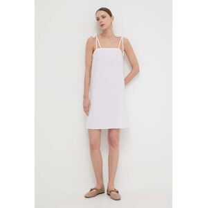 Bavlnené šaty Max Mara Leisure biela farba, mini, áčkový strih