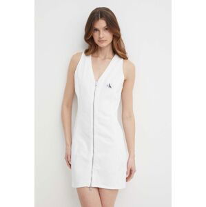 Bavlnené šaty Calvin Klein Jeans biela farba,mini,rovný strih,J20J222782