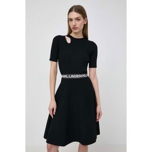 Šaty Karl Lagerfeld čierna farba, mini, áčkový strih