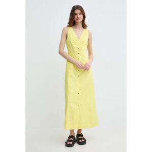 Bavlnené šaty Karl Lagerfeld žltá farba, maxi, áčkový strih