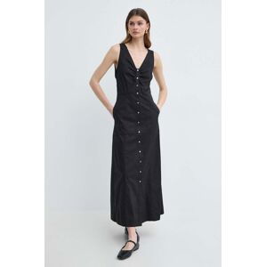 Bavlnené šaty Karl Lagerfeld čierna farba, maxi, áčkový strih