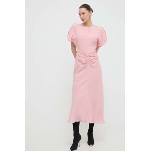 Šaty Victoria Beckham ružová farba, maxi, áčkový strih