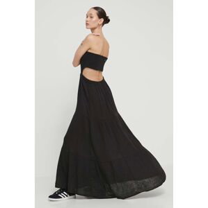 Bavlnené šaty Rip Curl čierna farba, maxi, áčkový strih
