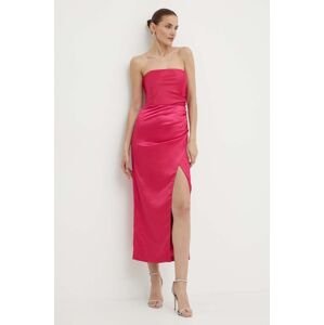 Šaty Bardot YANA ružová farba, midi, priliehavá, 59217DB