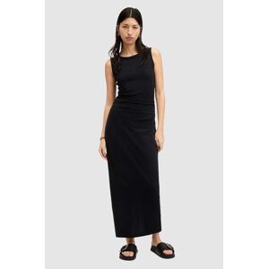 Bavlnené šaty AllSaints KATARINA DRESS čierna farba, maxi, priliehavá, W009DA