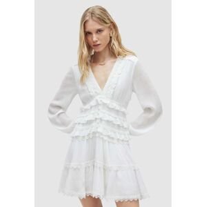 Šaty AllSaints ZORA DRESS biela farba, mini, áčkový strih, WD462Y