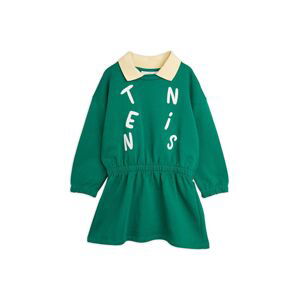 Dievčenské bavlnené šaty Mini Rodini zelená farba, mini, áčkový strih