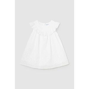 Detské bavlnené šaty Mayoral biela farba, mini, áčkový strih