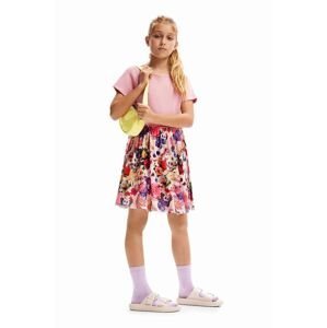 Dievčenské šaty Desigual ružová farba, mini, áčkový strih