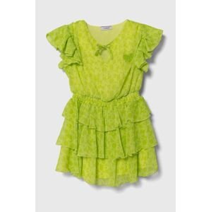 Dievčenské šaty Pinko Up zelená farba, mini, áčkový strih
