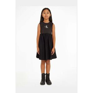 Dievčenské šaty Calvin Klein Jeans čierna farba, mini, áčkový strih