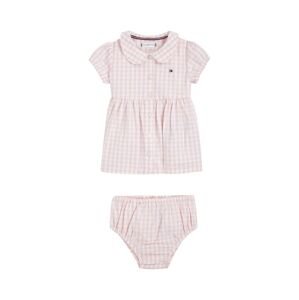 Detské bavlnené šaty Tommy Hilfiger ružová farba, mini, áčkový strih