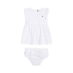 Detské bavlnené šaty Tommy Hilfiger biela farba, mini, áčkový strih