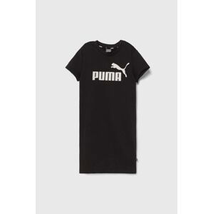 Dievčenské šaty Puma ESS+ Logo Dress TR G čierna farba, mini, rovný strih
