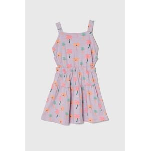 Dievčenské bavlnené šaty zippy fialová farba, mini, áčkový strih