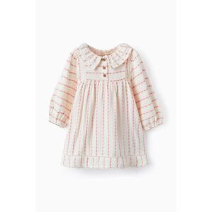 Detské bavlnené šaty zippy béžová farba, mini, áčkový strih