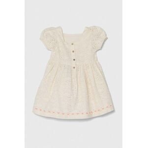 Detské bavlnené šaty zippy béžová farba, mini, áčkový strih