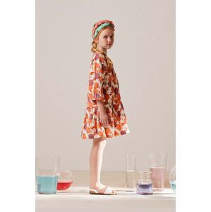 Dievčenské bavlnené šaty zippy oranžová farba, mini, áčkový strih
