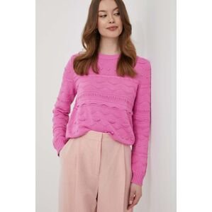 Bavlnený sveter United Colors of Benetton ružová farba, tenký