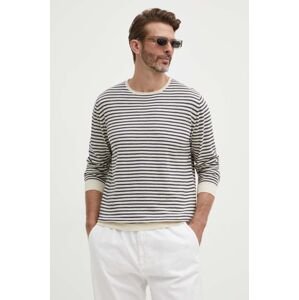 Ľanový sveter Pepe Jeans MYSTIC béžová farba, tenký, s polorolákom, PM702423
