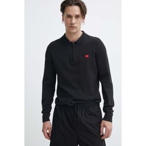 Bavlnený sveter HUGO čierna farba,tenký,50510394