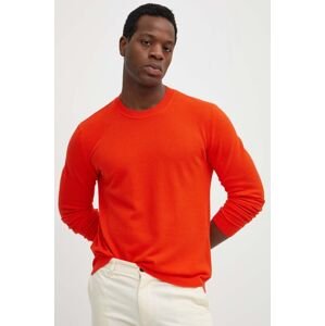 Bavlnený sveter United Colors of Benetton oranžová farba, tenký