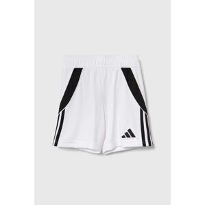 Detské krátke nohavice adidas Performance TIRO24 SHO Y biela farba, nastaviteľný pás