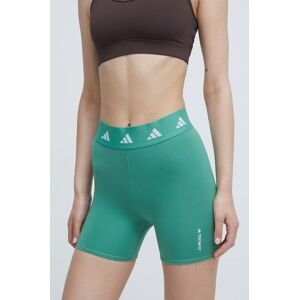 Tréningové šortky adidas Performance Techfit zelená farba, s potlačou, vysoký pás, IU1853