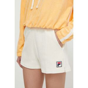 Bavlnené šortky Fila Lusaka béžová farba, jednofarebné, stredne vysoký pás, FAW0750