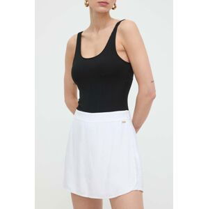 Sukňo-šortky Armani Exchange biela farba, jednofarebné, vysoký pás