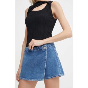 Rifľové krátke nohavice Calvin Klein Jeans dámske,jednofarebné,vysoký pás,J20J223300